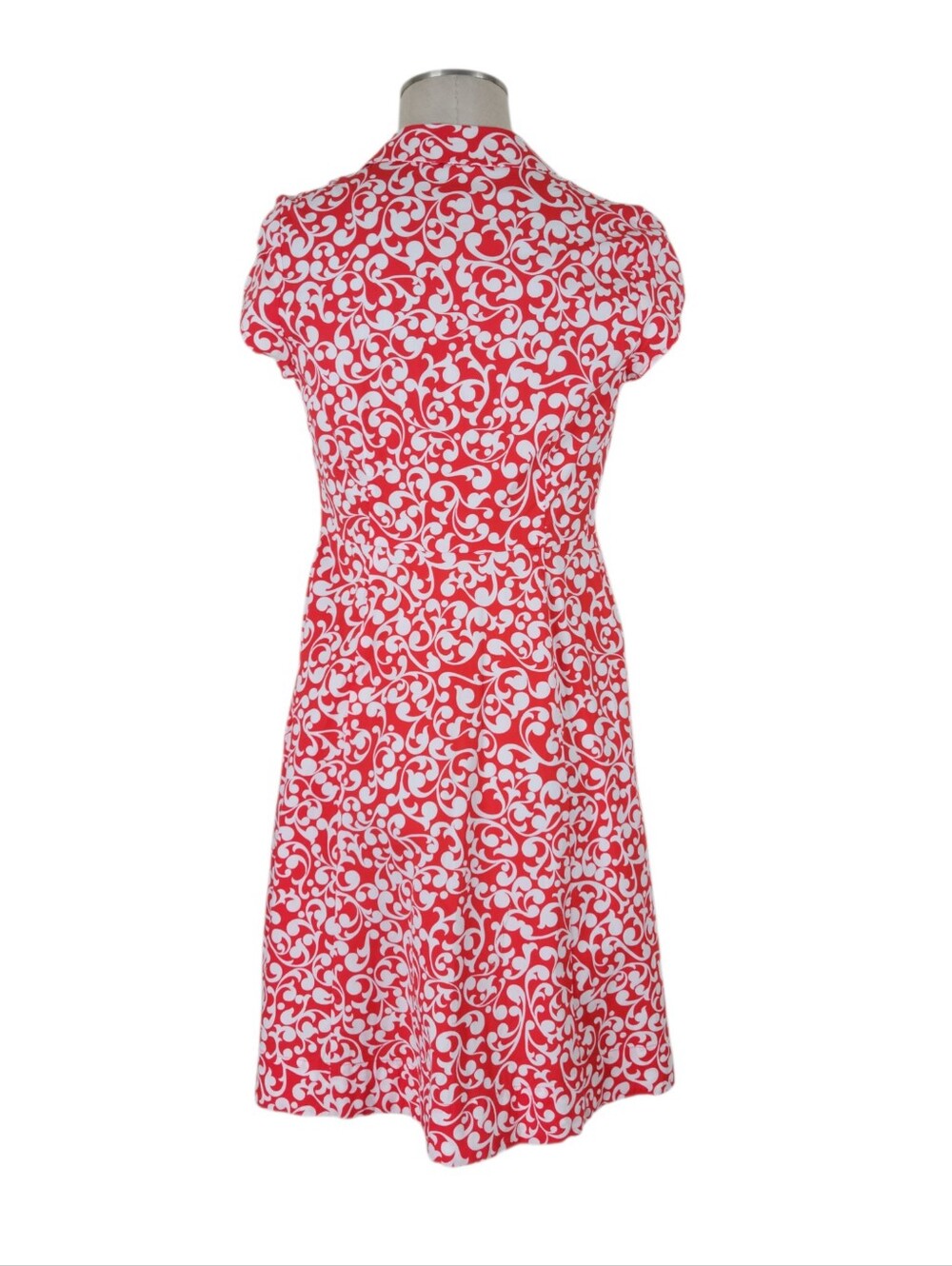 Boden Midi Shirt Dress Size 6 Coral White Full Front Hidden Buttons Pockets - Picture 4 of 12